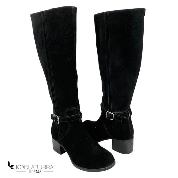 Koolaburra by UGG Women's Madeley Black Suede Knee‎ High Boots